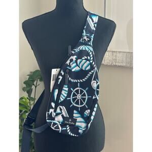 NWT Vera Bradley Lighten Up Essential Shore Enough Sling Backpack Blue Nautical